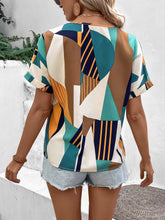 Striped & Geo Print Batwing Sleeve Blouse